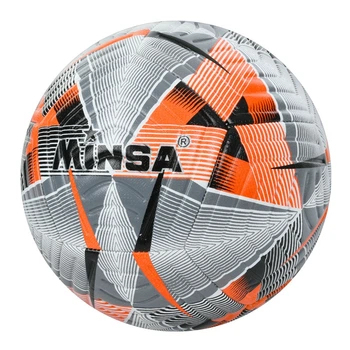 Мяч футбольный Minsa MS-3713 TPU, ламинированный, размер 5, вес 400-420 г, Серо-Черный