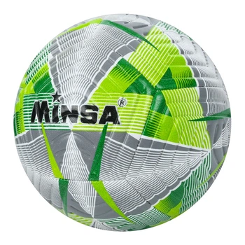 Мяч футбольный Minsa MS-3713 TPU, ламинированный, размер 5, вес 400-420 г, Серо-Зеленый