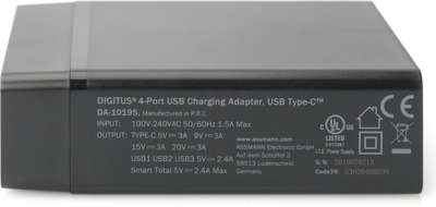 Зарядна станція Digitus з 4 портами USB, USB-C (DA-10195)