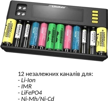 Зарядное устройство универсальное Liitokala Lii-S12+Car 1.2V/3.2V Li-Fe/3.7VLi-Ion/3.8VLi-Ion/9V Крона