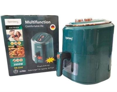 Аэрогриль Rainberg RB 2242 3800W аэрофритюрница безмасляная для приготовления без масла, 6 л с регулировкой температуры зеленая