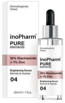 Serum do twarzy InoPharm Pure Elements z 10% niacynamidem i 1% cynkiem 30 ml (3800038936114)