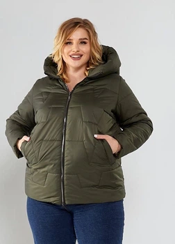Женская демисезонная куртка с капюшоном больших размеров MODA 0063 68 Хаки (M -0063 /2 W )