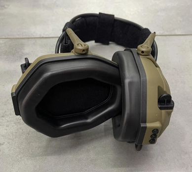 Тактичні активні навушники HD-16 для стрільби з шумозаглушенням, універсальне кріплення, на голову і шолом, блютуз, койот