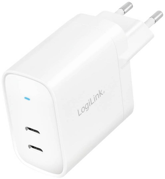 Мережевий зарядний пристрій LogiLink 2xUSB-C 40Вт Білий (4052792067545)