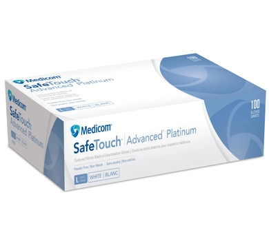 Рукавички одноразові SafeTouch Advanced Platinum M White (без пудри)