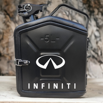 Подарочный набор для мужчин Канистра бар 5 л черная Infiniti с логотипом + 2 бокала