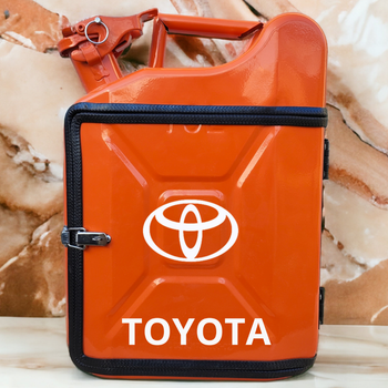 Подарочный набор для мужчин Канистра бар 10 л оранжевая с логотипом Toyota + 2 бокала