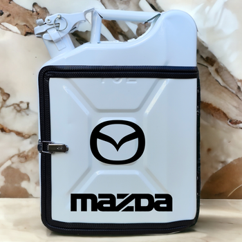 Подарочный набор для мужчин Канистра бар 10 л белая с логотипом Mazda + 2 бокала