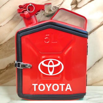 Подарочный набор для мужчин Канистра бар 5 л красная с логотипом Toyota + 2 бокала