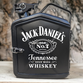 Подарунок набір для чоловіків Каністра бар 5 л чорна з принтом Jack Daniel's + 2 келиха
