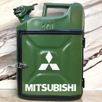 Подарочный набор для мужчин Канистра бар 10 л хаки с логотипом Mitsubishi + 2 бокала