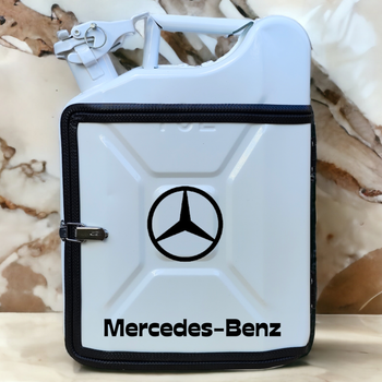Подарочный набор для мужчин Канистра бар 10 л белая с логотипом Mercedes-Benz + 2 бокала
