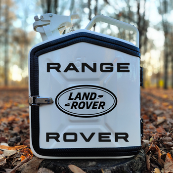 Подарочный набор для мужчин Канистра бар 5 л с оббивкой белая с лого Land Rover + 2 бокала