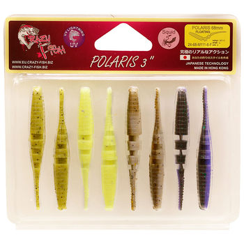 Силиконовая приманка Crazy Fish Polaris 3" 24-68-M111-6-F кальмар,24-68-M111-6-F