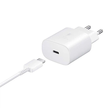 Зарядный комплект EP-TA800NBE USB Type-C PD 3.0 PPS Max 25W для Samsung S20 A53 A73 A33 A13 A12 A51 A72 S20 FE Note 10 Lite M31s M51 White