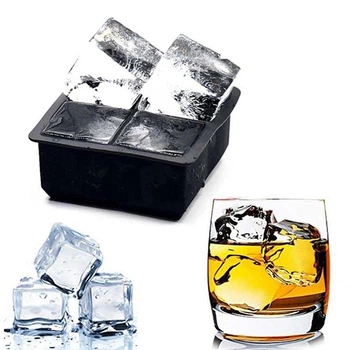 Форма силиконовая для льда Кубики 4 ячейки 4.5см с крышкой Ice Square для виски