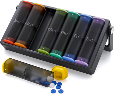 Премиальный контейнер для таблеток Koviuu Weekly Pill Organizer Translucent black