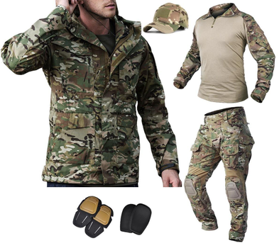 Тактический костюм - куртка M65 (ветрока), убакс, штаны, кепка + защита Han Wild G3 multicam S