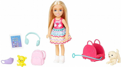 Lalka z akcesoriami Mattel Barbie Chelsea w podróży 15 cm (0194735098132)