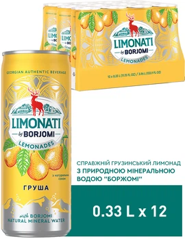 Упаковка лимонаду Borjomi Limonati Груша 0.33 л х 12 шт (4860019002398)