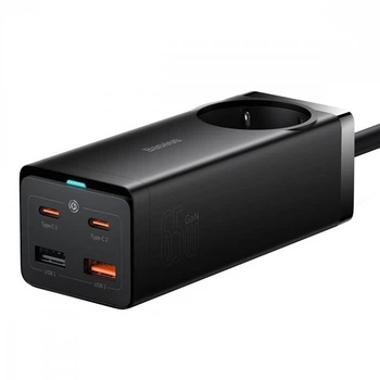Мережевий фільтр Baseus GaN3 Pro Desktop Powerstrip 65W (2xType-C + 2xUSB + AC(EU)) Black