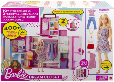 Lalka z akcesoriami Mattel Barbie Dream Closet Garderoba 29 cm (0194735060238)