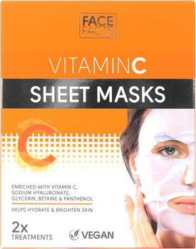 Маска для обличчя Face Facts Vitaminc Sheet Masks в упаковці з вітаміном С 2 х 20 мл (5031413919554)