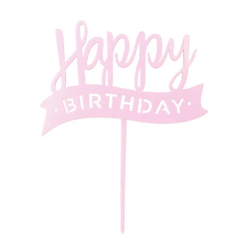 Топпер Для Торта Happy Birthday Розовый макарун