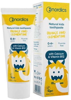 Зубна паста Nordics Natural Kids без фтору для дітей 0 - 4+ років апельсин і клементин 50 мл (3800500324463)