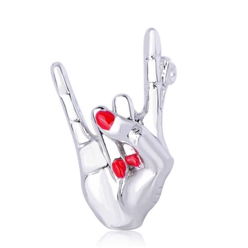 Брошь женская BROCHE бижутерия Рука Rock-n-roll серебристая BRSF110878