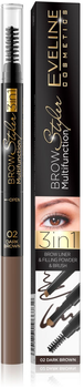 Олівець для брів Eveline Cosmetics Brow Styler Multifunction 3 в 1 02 Dark Brown (5901761966732)
