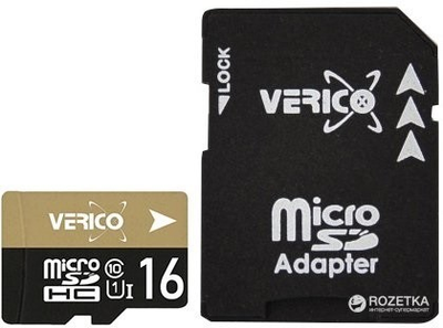 Карта памяти microSDHC Verico 16 GB class 10 (+SD adapter)