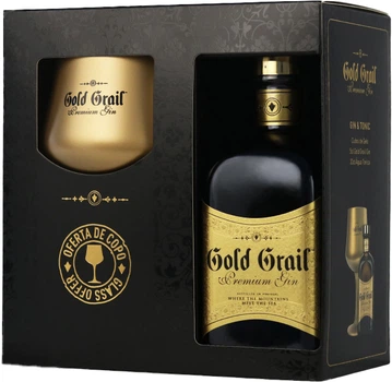 Джин Gold Grail в подарочной упаковке + 1 бокал 0.5 л 42% (5600702555386)
