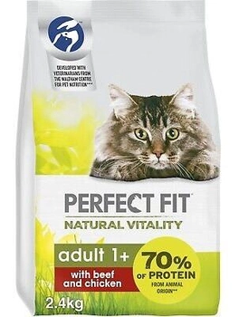 Сухий корм для дорослих котів Perfect Fit Natural Vitality з яловичиною та куркою 2.4 кг (4008429148392)