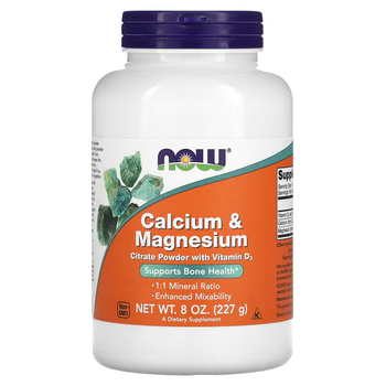 NOW Кальцій та Магній Цитрат з вітаміном D-3, Calcium & Magnesium Citrate Powder - 227 г (733739012432)