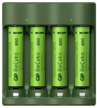 Зарядний пристрій АА/ААА GP ReCyko Everyday Battery Charger (USB) + 4 AAA 850 mAh (4891199199349)