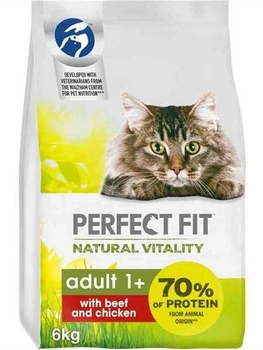 Sucha karma dla dorosłych kotów Perfect Fit Natural Vitality z wołowiną i kurczakiem 6 kg (4008429148569)