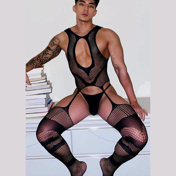 Бодістокінг, костюм-сітка чоловічий Mayzee 5058 One size Чорний