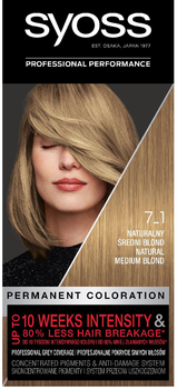 Фарба для волосся Syoss Permanent Coloration перманентний колір 7_1 Натуральний середній блонд (9000101713619)