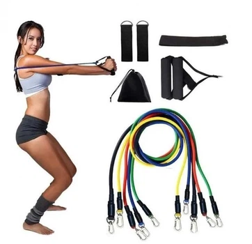 Универсальный набор трубчатых эспандеров фитнес резинки Exercise Pipe