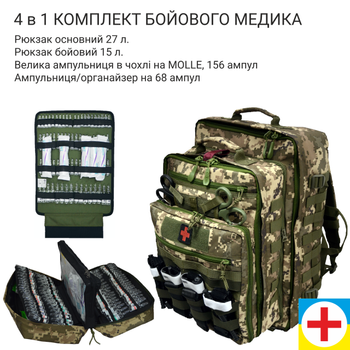Медичний рюкзак ампульниця органайзер в комплекті DERBY SET RBM-2 піксель
