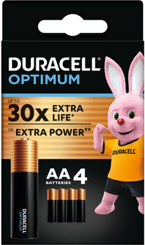 Лужні батарейки Duracell Optimum AA 1.5В LR6 4 шт (6479687)