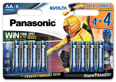 Батарейки Panasonic Evolta лужні AA блістер, 8 шт Power Rangers (6477146)