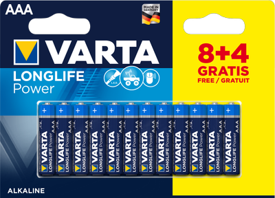 Bateria Varta Longlife Power 8+4 AAA (5840725)