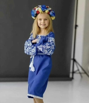 Сукня вишиванка дитяча Ластівка синя 122
