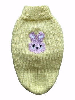 В'язаний Светр для Собак Hand Made Розмір S Колір Жовтий із Зайчиком (00352)