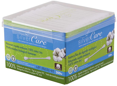 Patyczki higieniczne do uszu Masmi Silver Care z bawełny organicznej 200 szt (8432984000868)