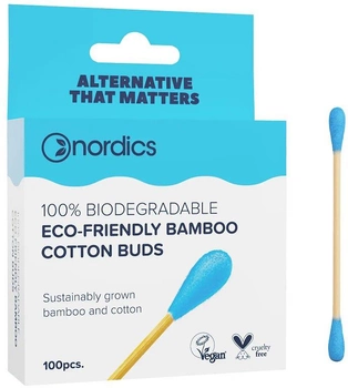 Бамбукові палички Nordics Bamboo Cotton Buds Blue 100 шт (3800500324418)