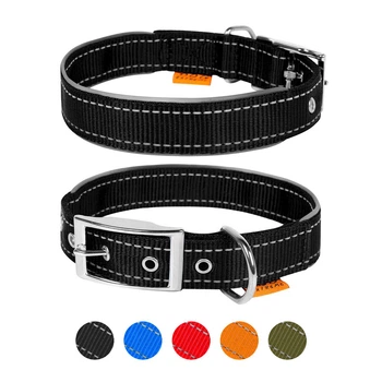 Ошейник для собак DOG Extreme нейлоновый двойной со светоотражающей вставкой черный размер XS ширина 15 мм длина 27-35 см для мелких пород щенков 67021